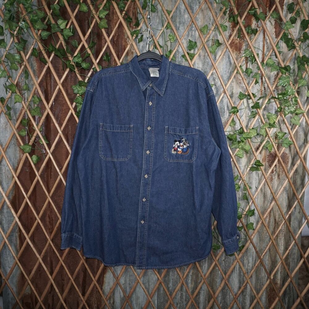 XL - Vintage Y2K Disney Shirts button heavyweight dark wash